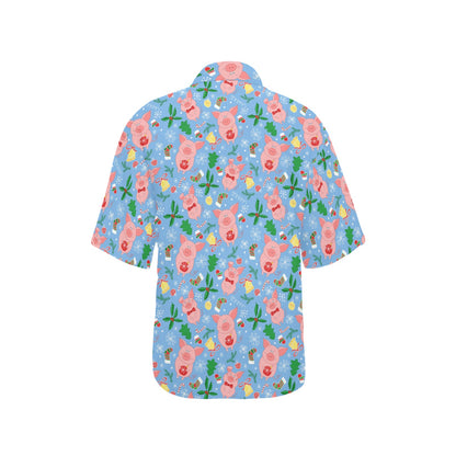 Pig Print Design LKS404 Women's Hawaiian Shirt