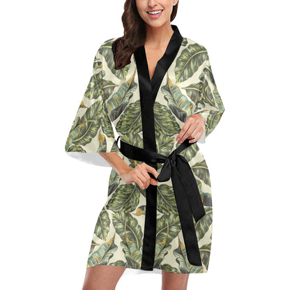 Banana Leaf Pattern Print Design BL08 Women's Short Kimono