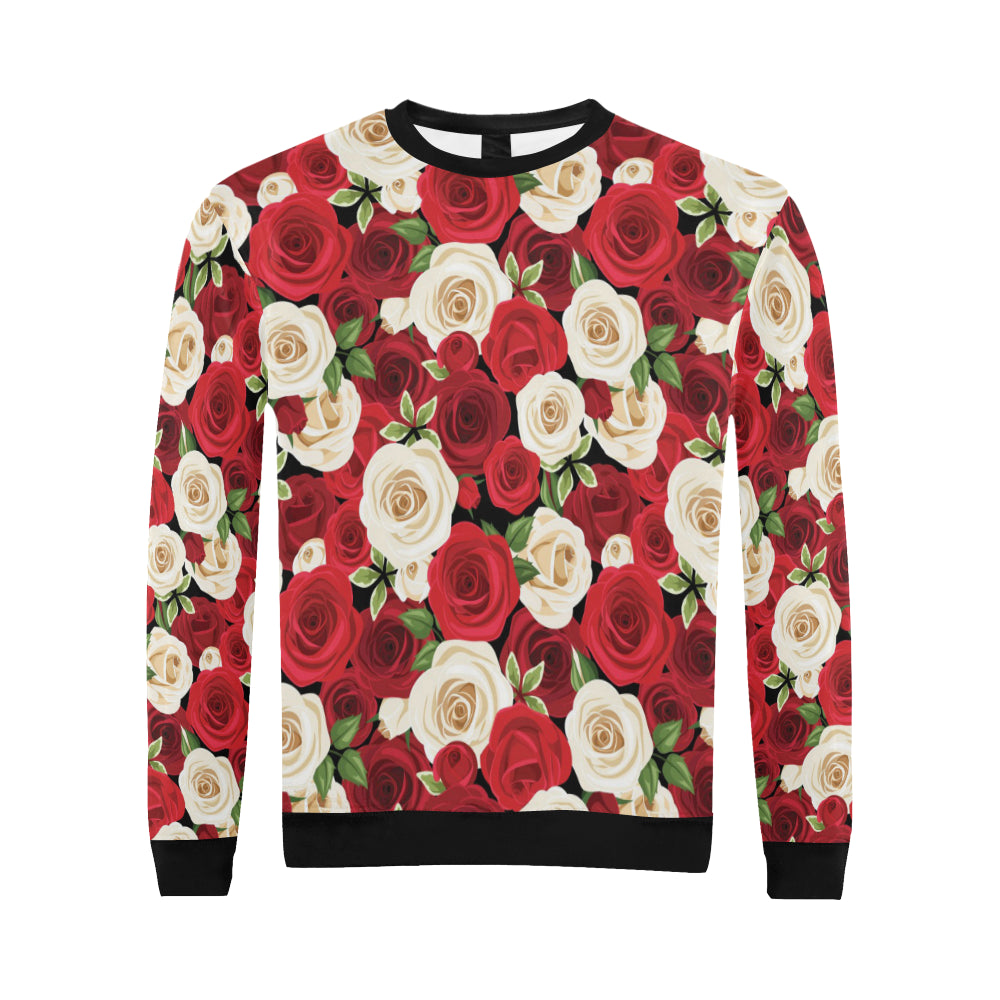 Rose Pattern Print Design RO06 Men Long Sleeve Sweatshirt