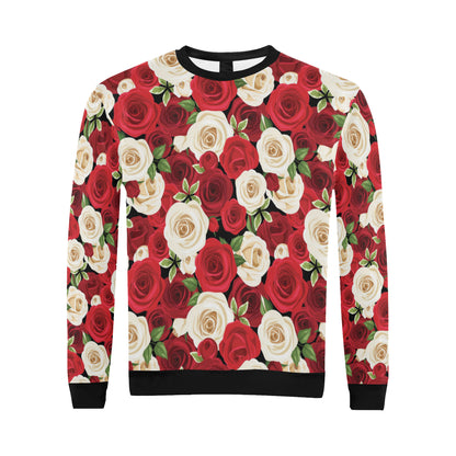 Rose Pattern Print Design RO06 Men Long Sleeve Sweatshirt