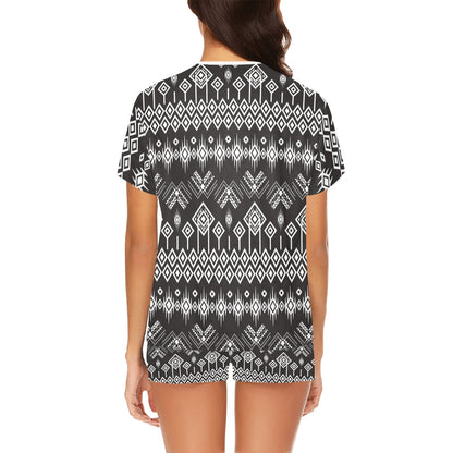 Tribal Pattern Print Design LKS304 Women's Short Pajama Set