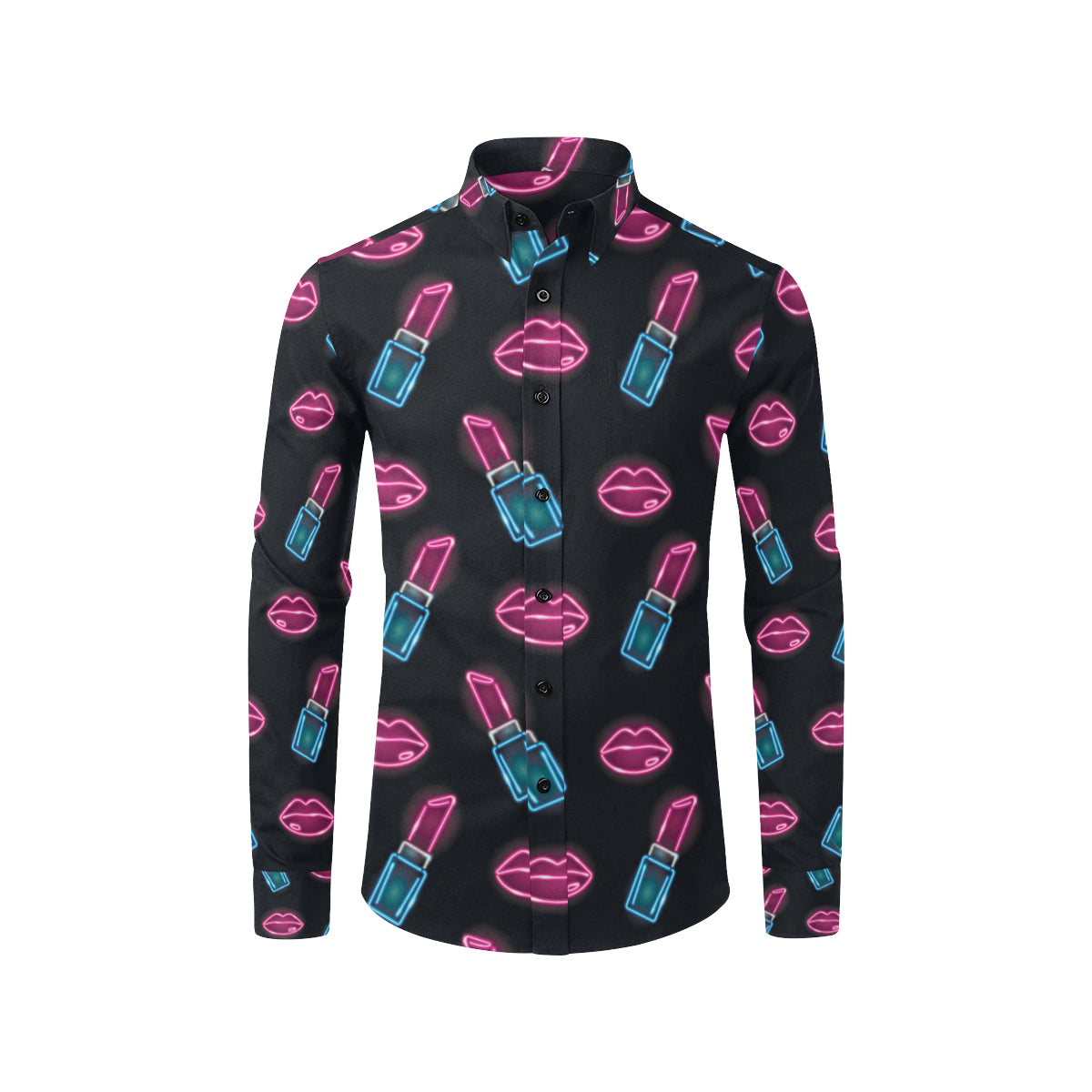 Lipstick Color Neon Pattern Print Design 03 Men's Long Sleeve Shirt