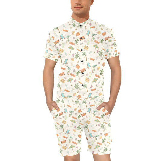 Beach Themed Pattern Print Design 05 Men's Romper