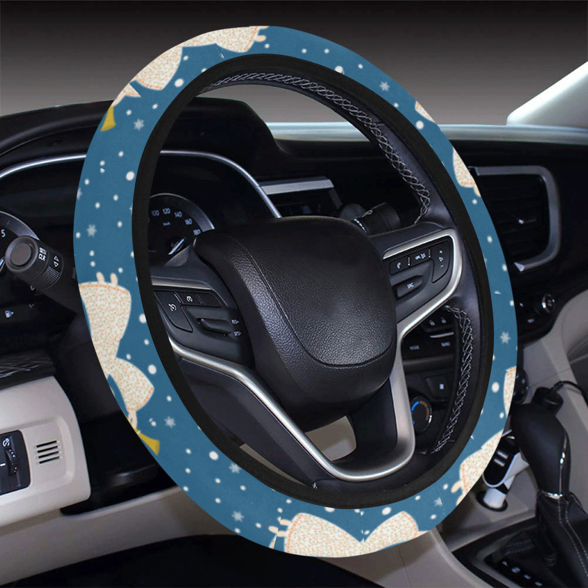 Angel Pattern Print Design 08 Steering Wheel Cover with Elastic Edge