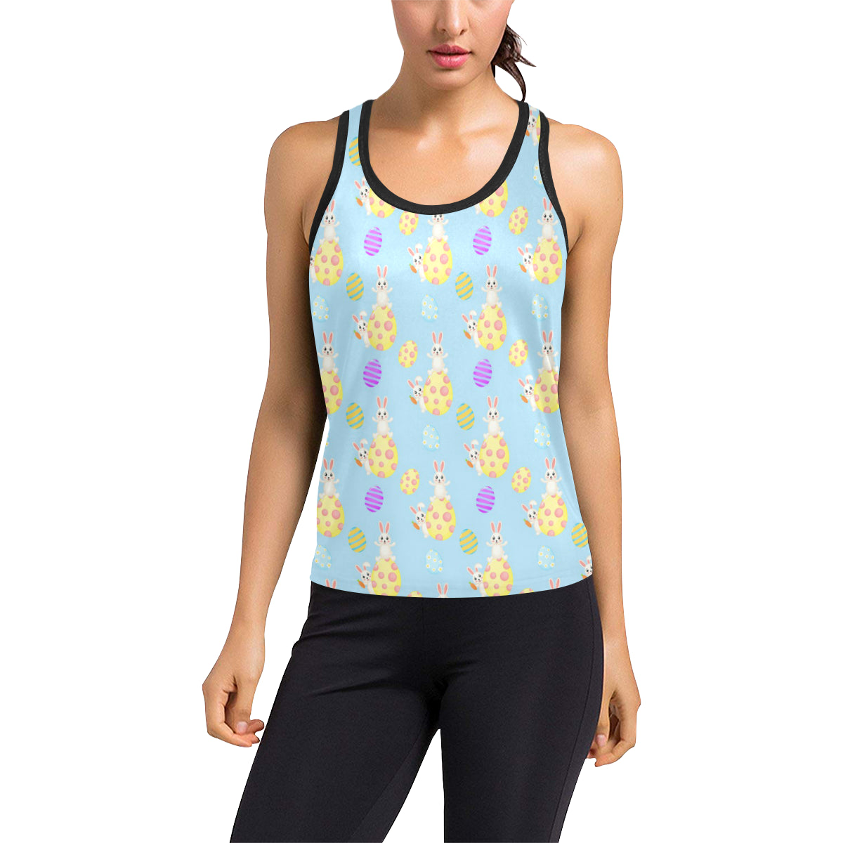 Easter Eggs Pattern Print Design RB015 Women's Racerback Tank Top