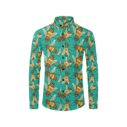 Bee Pattern Print Design BEE04 Men's Long Sleeve Shirt