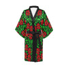 Red Hibiscus Embroidered Pattern Print Design HB03 Women Kimono Robe