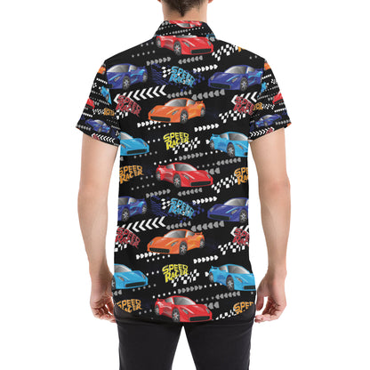 Racing Pattern Print Design A05 Men's Short Sleeve Button Up Shirt