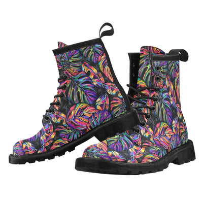 Neon Color Tropical Palm Leaves Women's Boots