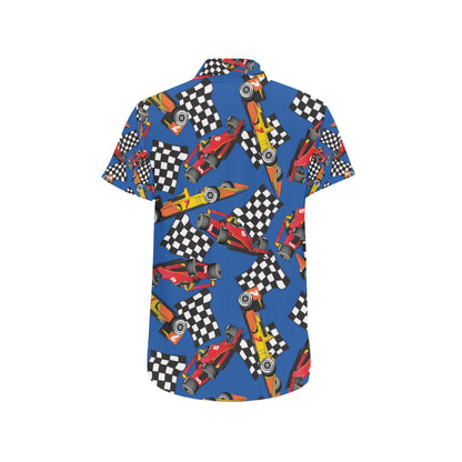 Racing Pattern Print Design A01 Men's Short Sleeve Button Up Shirt