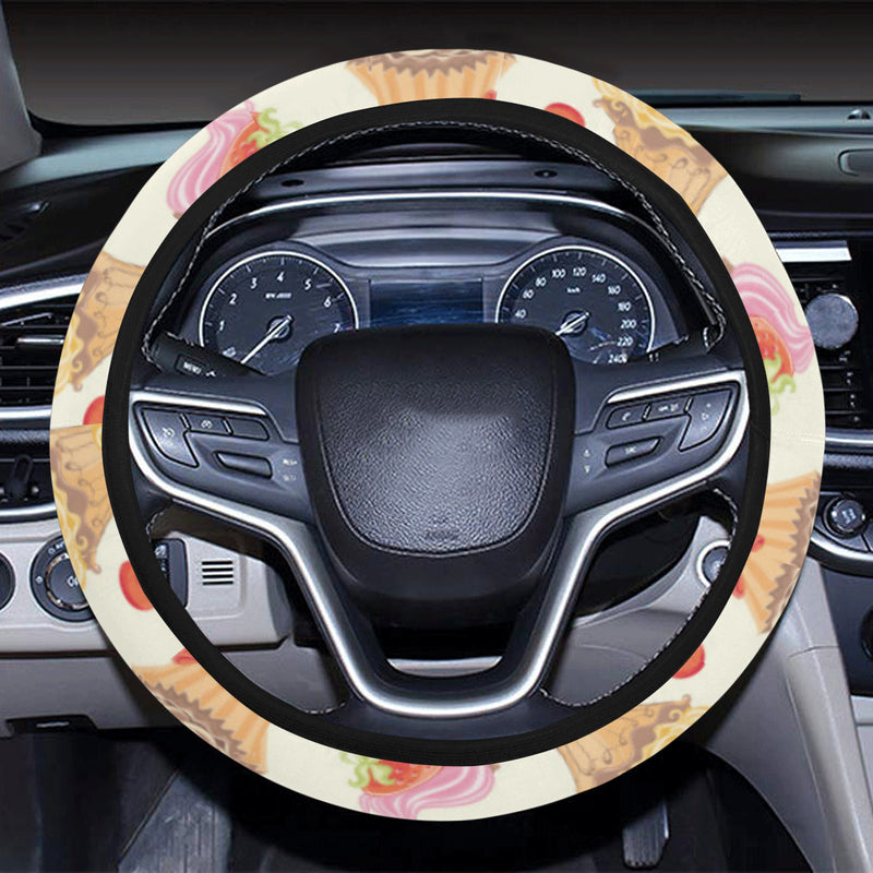 Cupcakes Strawberry Cherry Print Steering Wheel Cover with Elastic Edge