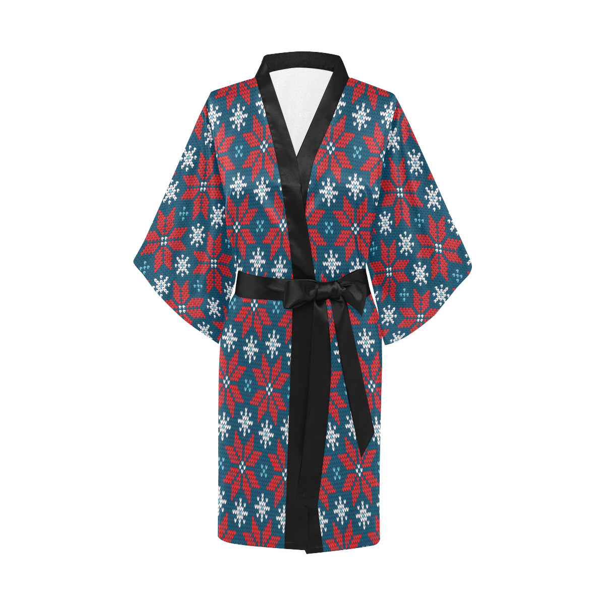 Poinsettia Pattern Print Design A02 Women's Short Kimono