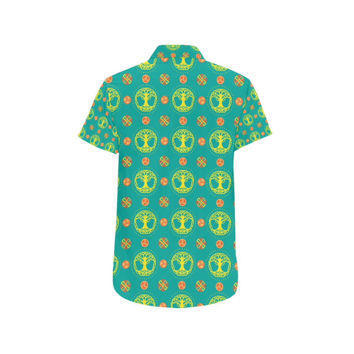 Celtic Tree of Life Print Pattern Men's Short Sleeve Button Up Shirt