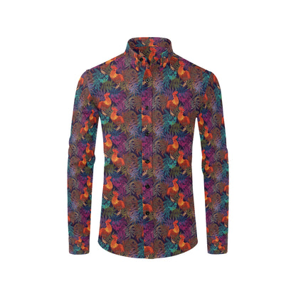 Rooster Print Style Men's Long Sleeve Shirt