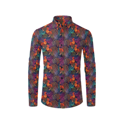 Rooster Print Style Men's Long Sleeve Shirt