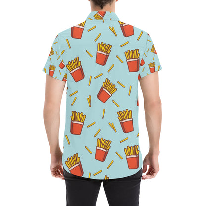 French Fried Pattern Print Design 02 Men's Short Sleeve Button Up Shirt