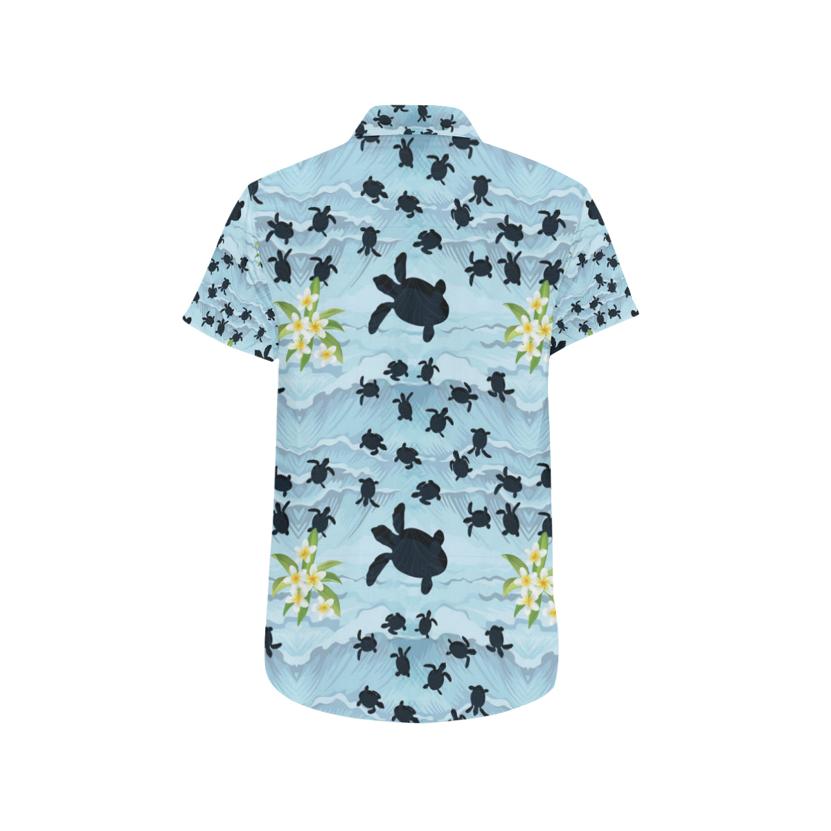 Sea Turtle Pattern Print Design T011 Men's Short Sleeve Button Up Shirt
