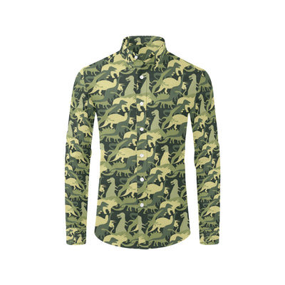 Camouflage Dinosaur Pattern Print Design 03 Men's Long Sleeve Shirt