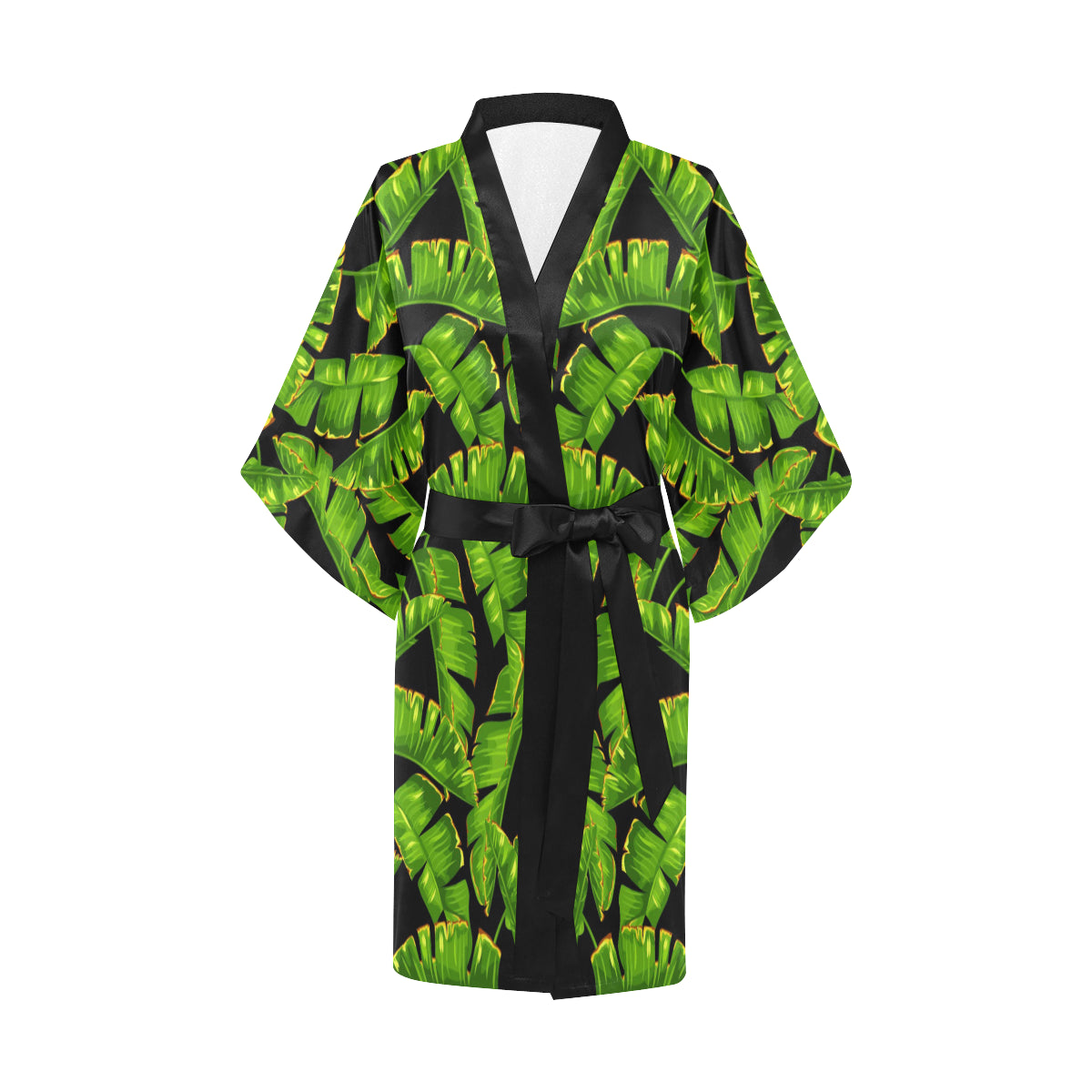 Banana Leaf Pattern Print Design BL06 Women's Short Kimono