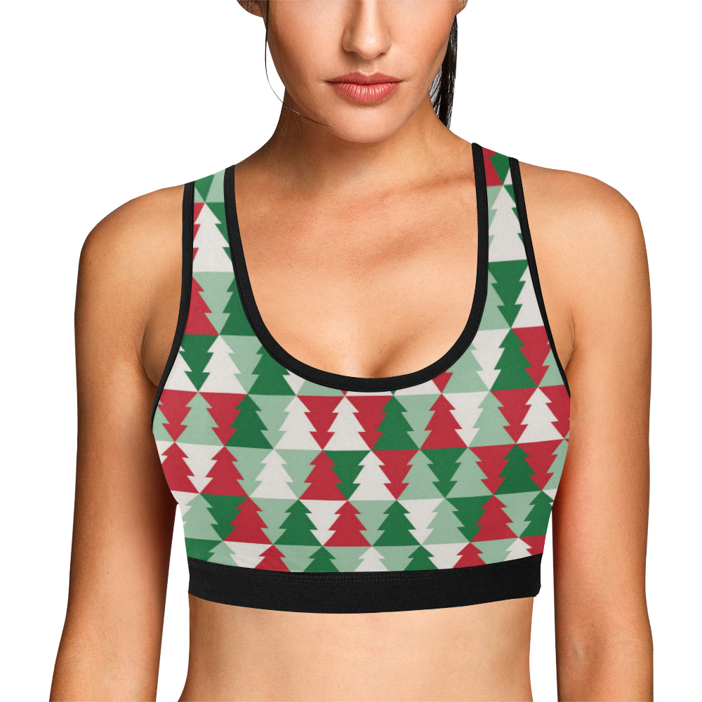 Christmas Tree Pattern Print Design 01 Sports Bra