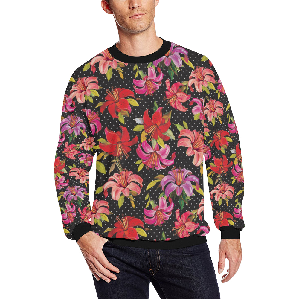 Lily Pattern Print Design LY012 Men Long Sleeve Sweatshirt
