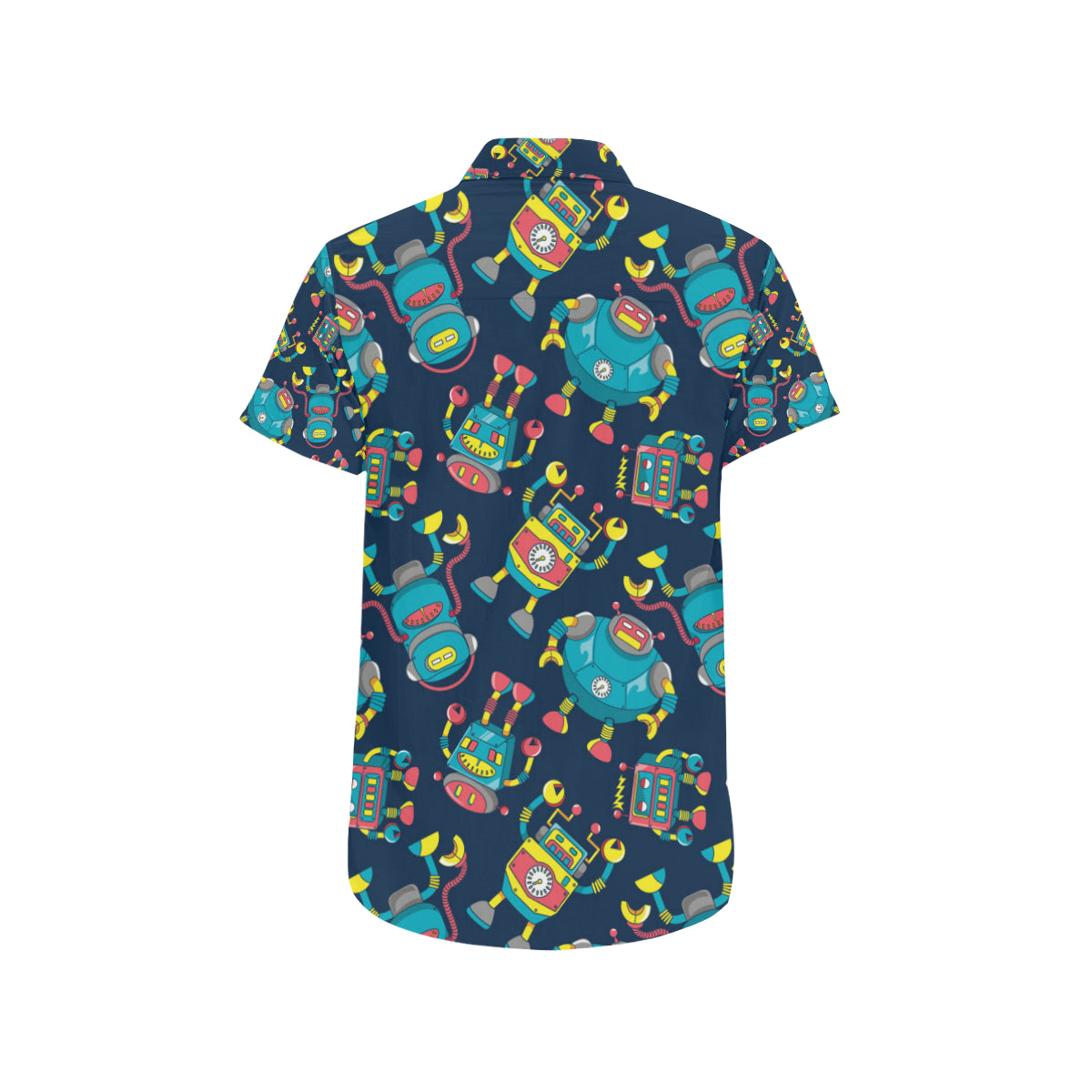 Robot Pattern Print Design A05 Men's Short Sleeve Button Up Shirt