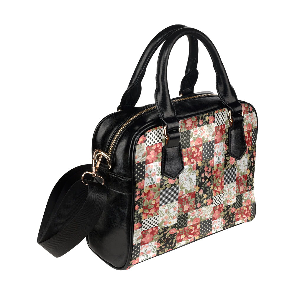 Patchwork Flower Pattern Print Design 03 Shoulder Handbag