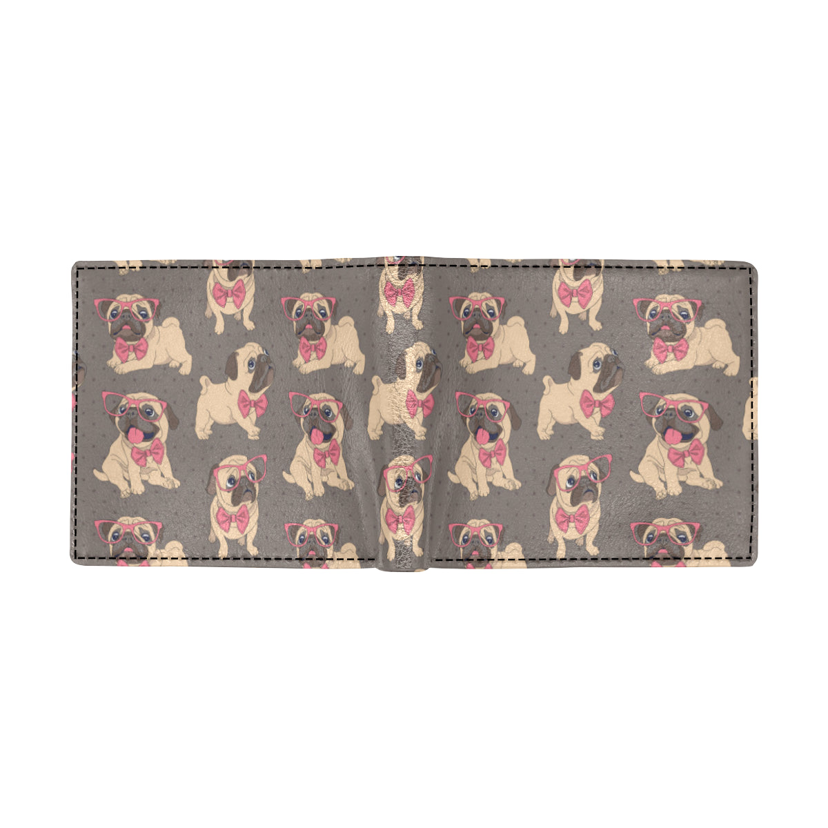Pug Pattern Print Design A05 Men's ID Card Wallet