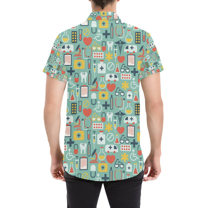 Medical Pattern Print Design 02 Men's Short Sleeve Button Up Shirt