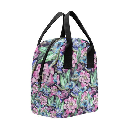 Water Lily Pattern Print Design WL07 Insulated Lunch Bag