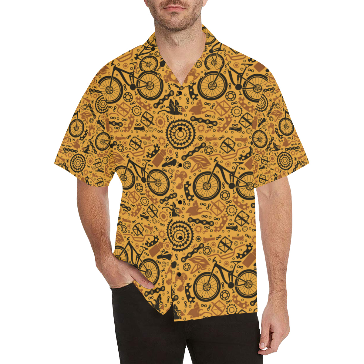 Mountain bike Pattern Print Design 03 Men's Hawaiian Shirt