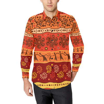 African Pattern Print Design 04 Men's Long Sleeve Shirt