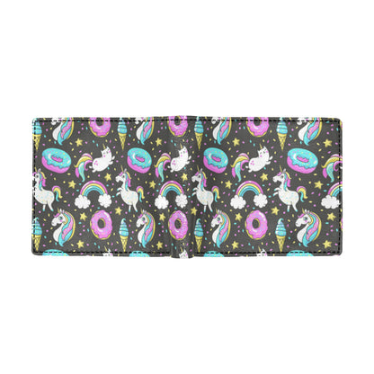 Donut Unicorn Pattern Print Design DN09 Men's ID Card Wallet