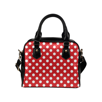 Polka Dot Red Pattern Print Design 04 Shoulder Handbag