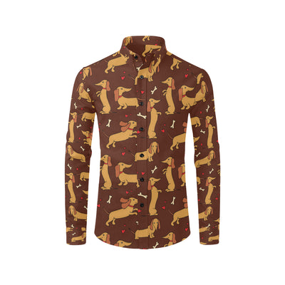 Dachshund Happy Print Pattern Men's Long Sleeve Shirt