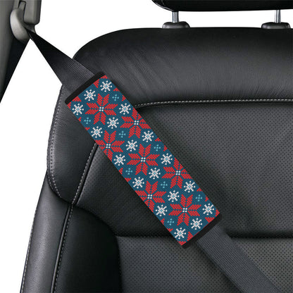 Poinsettia Pattern Print Design A02 Car Seat Belt Cover