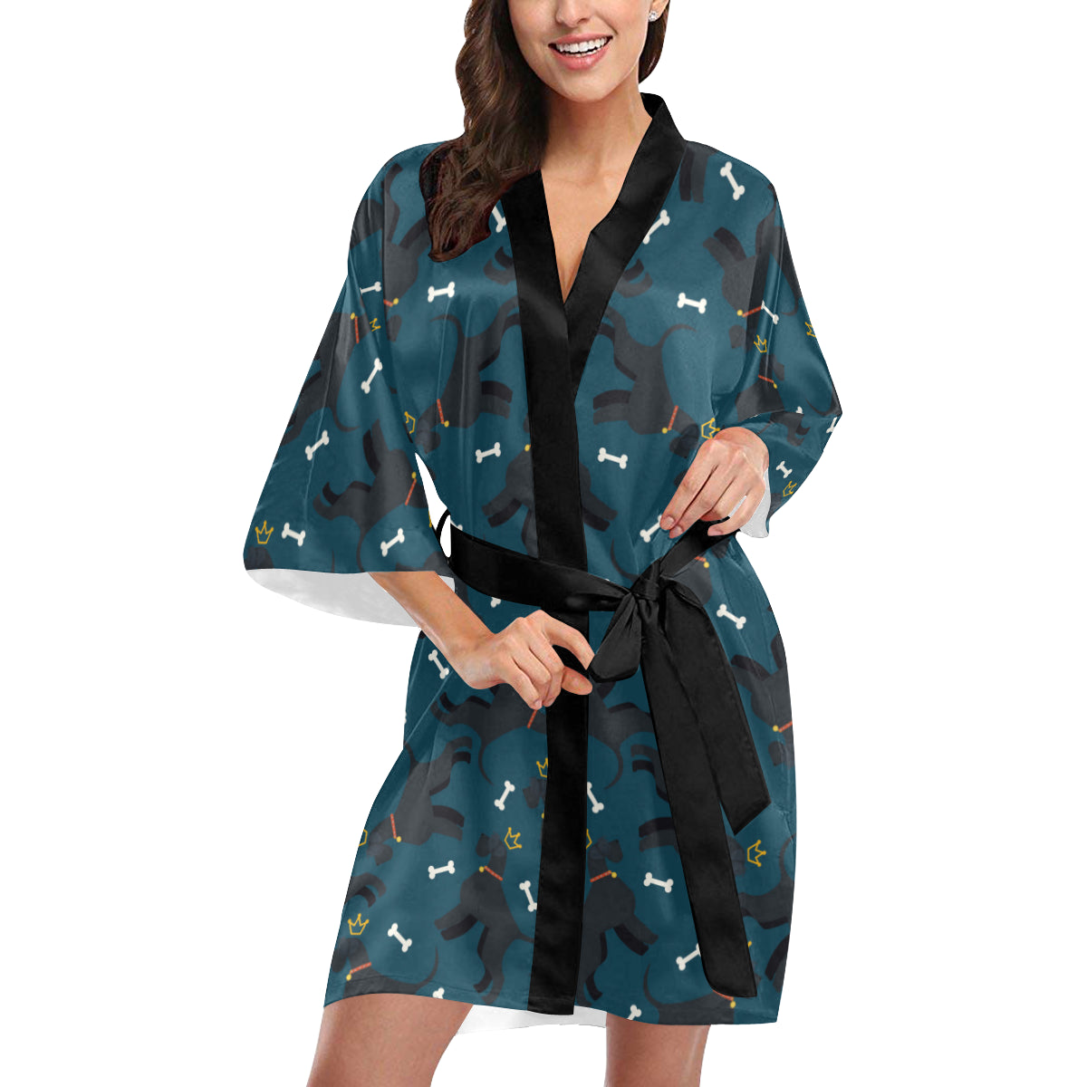 Schnauzers Pattern Print Design A04 Women's Short Kimono