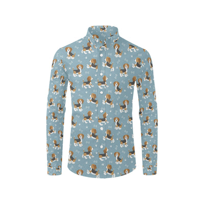 Beagle Pattern Print Design 02 Men's Long Sleeve Shirt