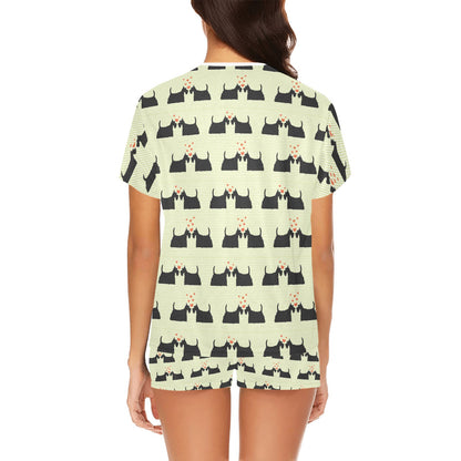 Scottish Terriers Print Design LKS304 Women's Short Pajama Set