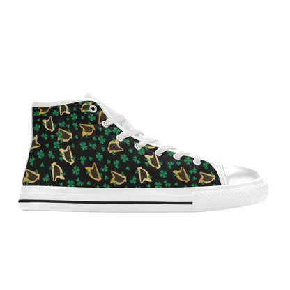 Harp Print Design LKS402 High Top Women's White Shoes