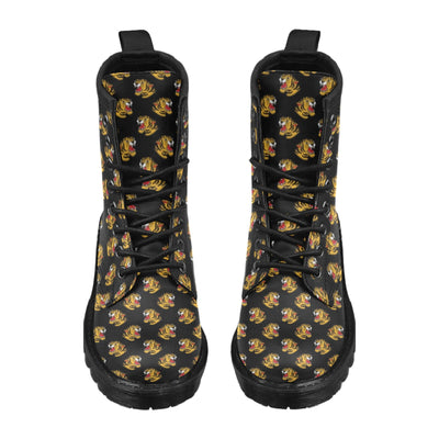 Tiger Head Print Design LKS306 Women's Boots