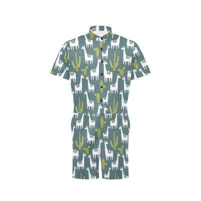 Llama Cactus Pattern Print Design 03 Men's Romper