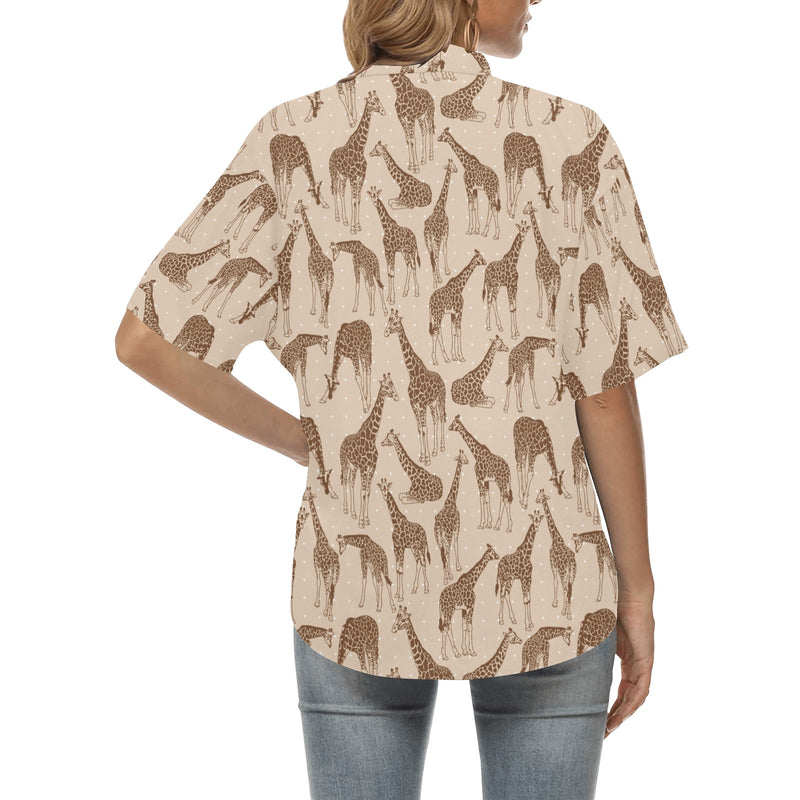 Giraffe Pattern Design Print Women's Hawaiian Shirt