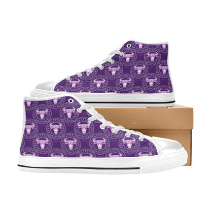Taurus Print Design LKS303 High Top Women's White Shoes