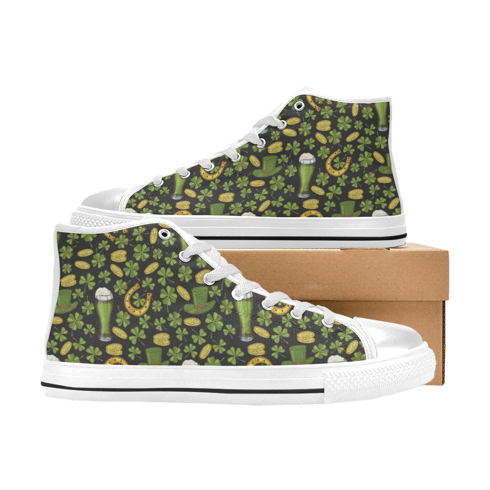 St Patricks Day Print Design LKS307 High Top Women's White Shoes
