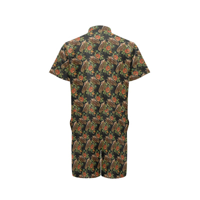 Horse Embroidery with Flower Design Men's Romper