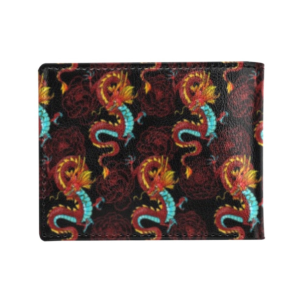 Chinese Dragons and Peonies Design Men's ID Card Wallet
