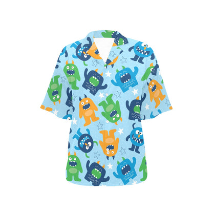 Monster Cartoon Pattern Print Design 04 Women's Hawaiian Shirt