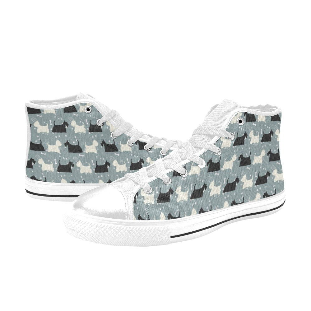 Scottish Terriers Print Design LKS301 High Top Women's White Shoes