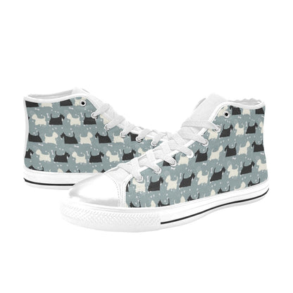 Scottish Terriers Print Design LKS301 High Top Women's White Shoes